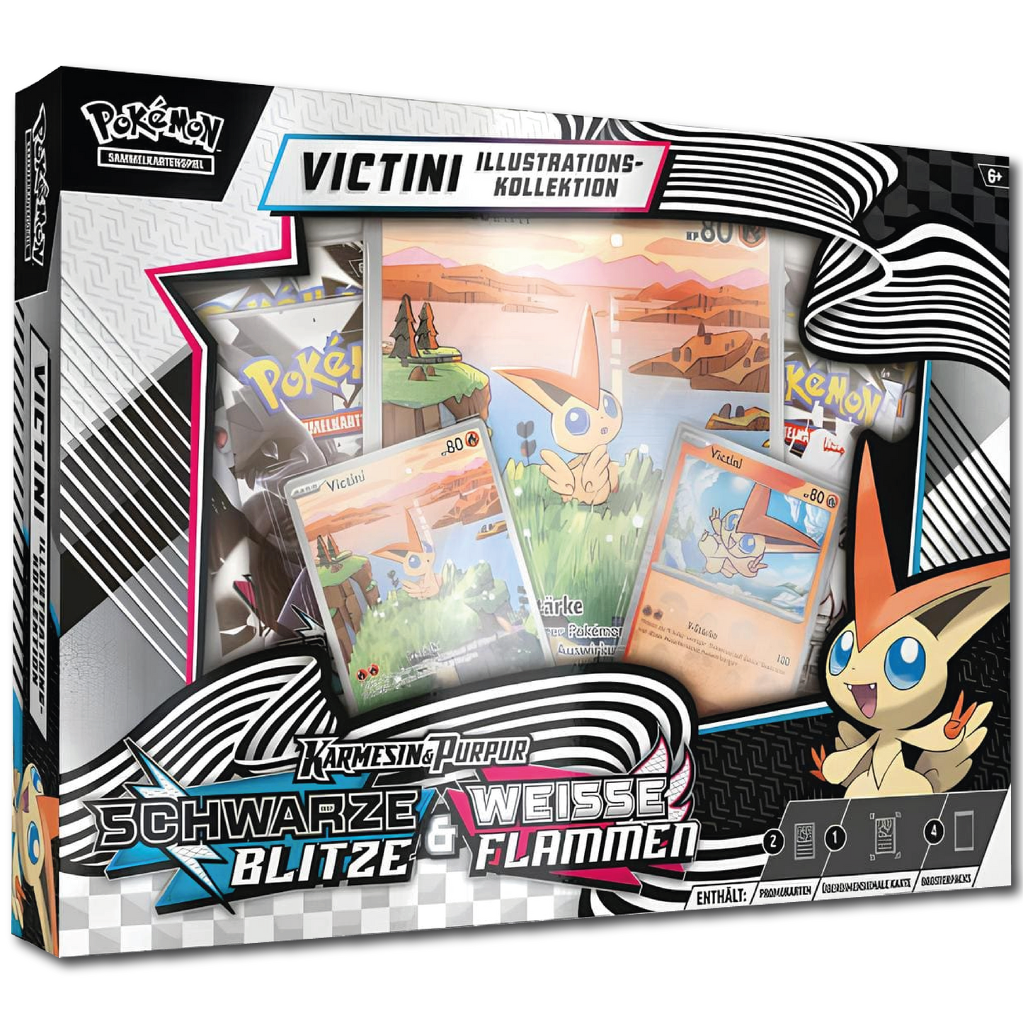 [DE] Karmesin & Purpur: Schwarze Blitze & Weiße Flammen Victini-Illustrations-Kollektion