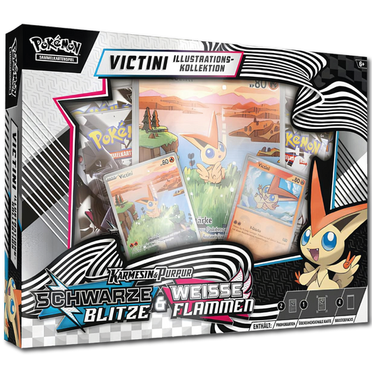 [DE] Karmesin & Purpur: Schwarze Blitze & Weiße Flammen Victini-Illustrations-Kollektion